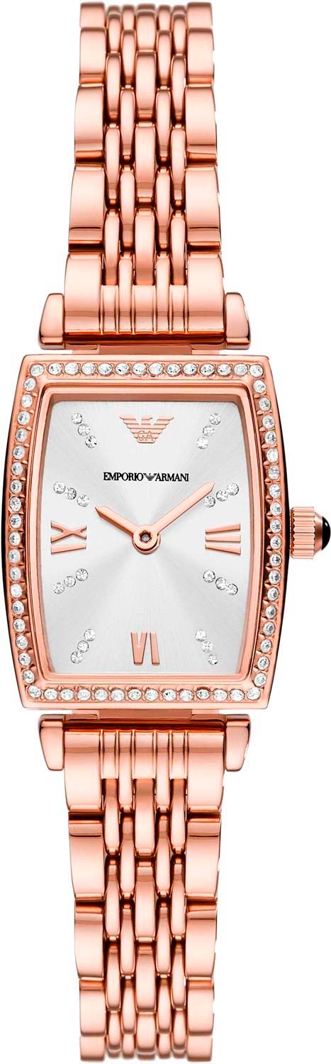 Emporio Armani Gianni T Bar Quartz Crystals White Dial Rose Gold Steel Strap Watch For Women - AR11406 - Image 2